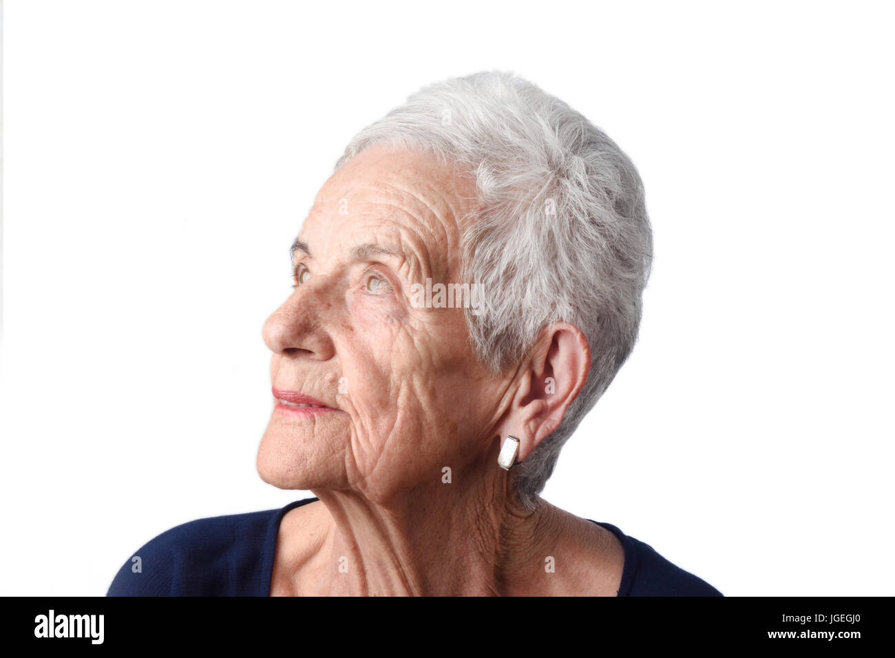 portrait of a senior woman on white background Stock Photo - Alamy
