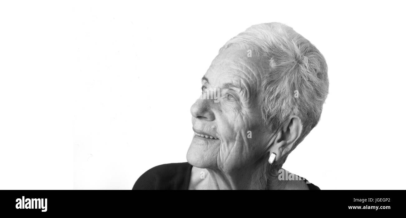 portrait of a senior woman on white background Stock Photo - Alamy