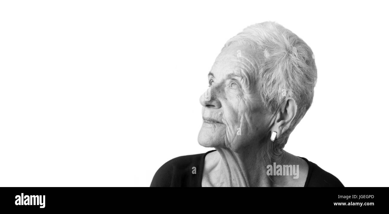 portrait of a senior woman on white background Stock Photo - Alamy