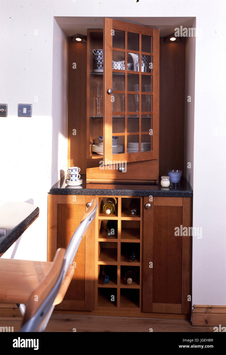 Kitchen storage in alcove Stock Photo