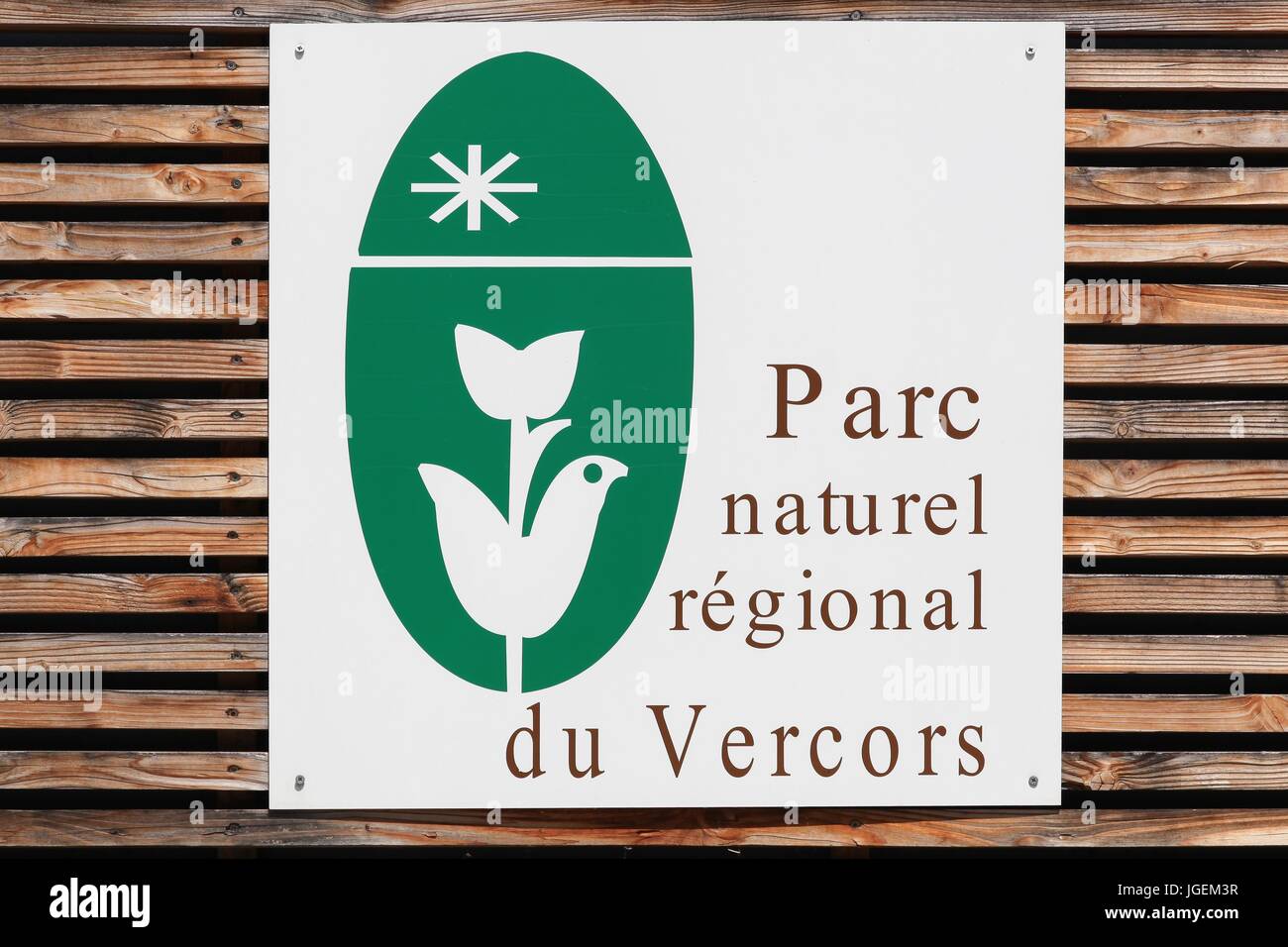 Saint Nazaire sur Royan, France - June 23 2017: Vercors Regional Natural Park board in France Stock Photo