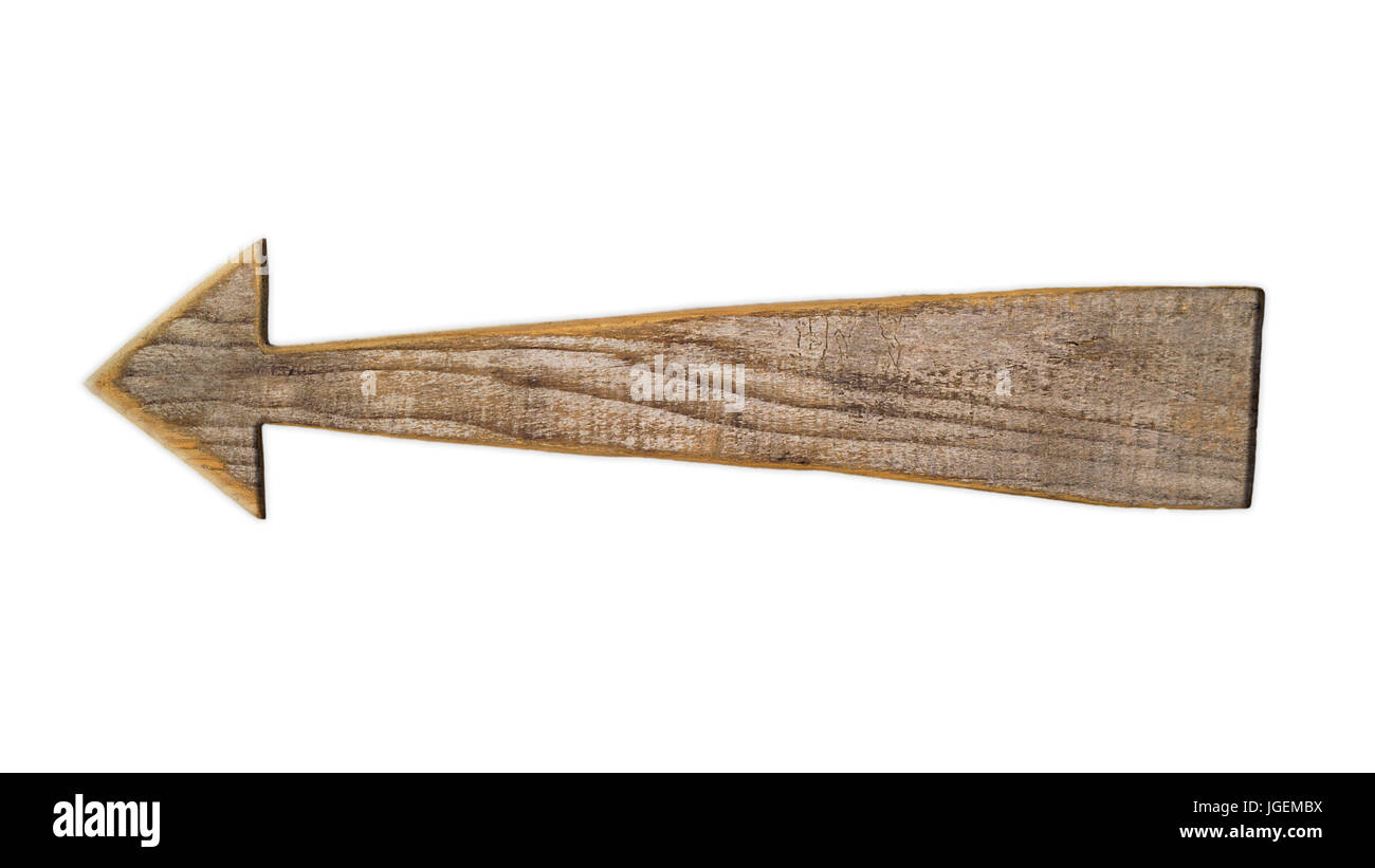 Wooden Arrow Sign Isolated On White Background Stock Photo - Alamy