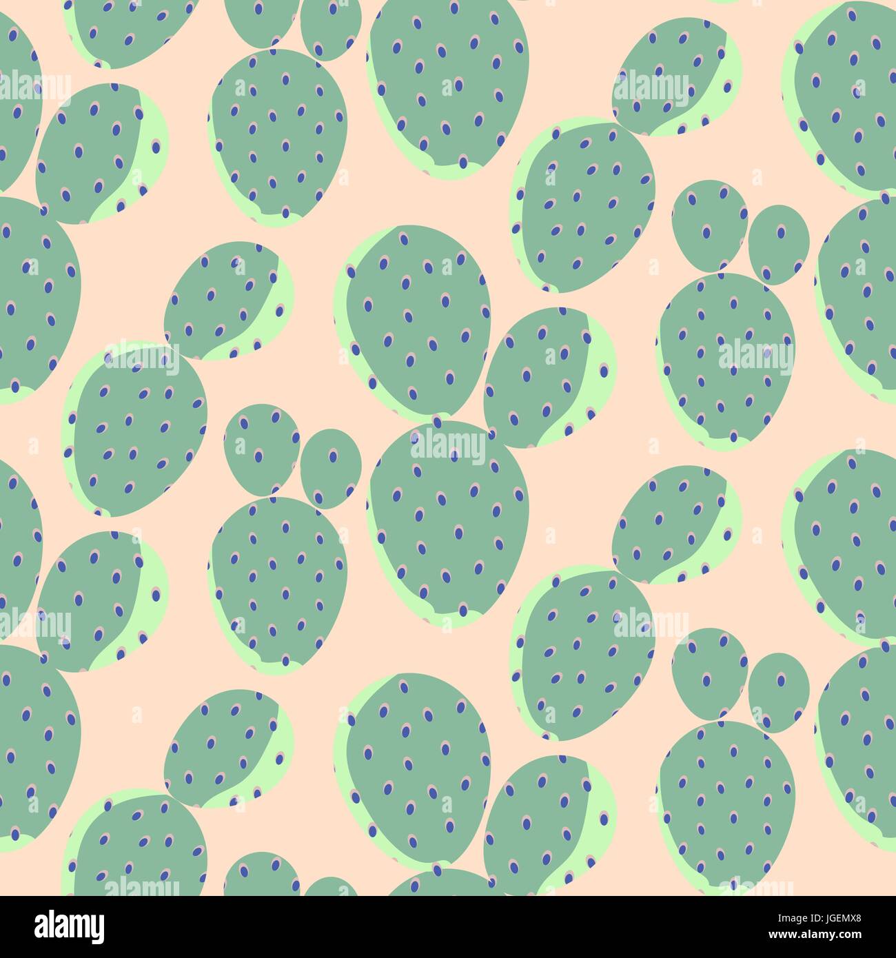 Cactuses green on pink vector seamless pattern. Abstract desert nature ...