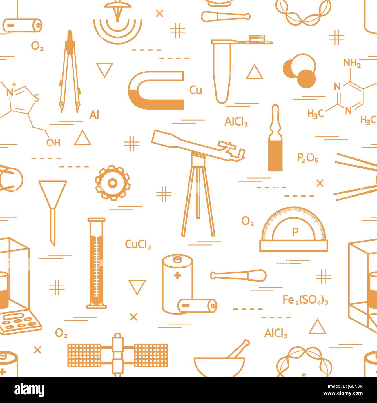 Seamless pattern with variety scientific, education elements: dividers ...