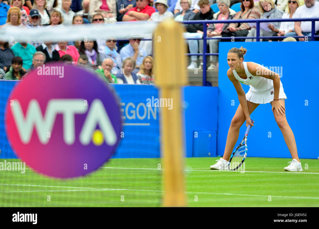 Karolina Pliskova (Czech) during the final of the Aegon International 2017, Eastbourne. She beat Caroline Woznicki in two sets. Stock Photo