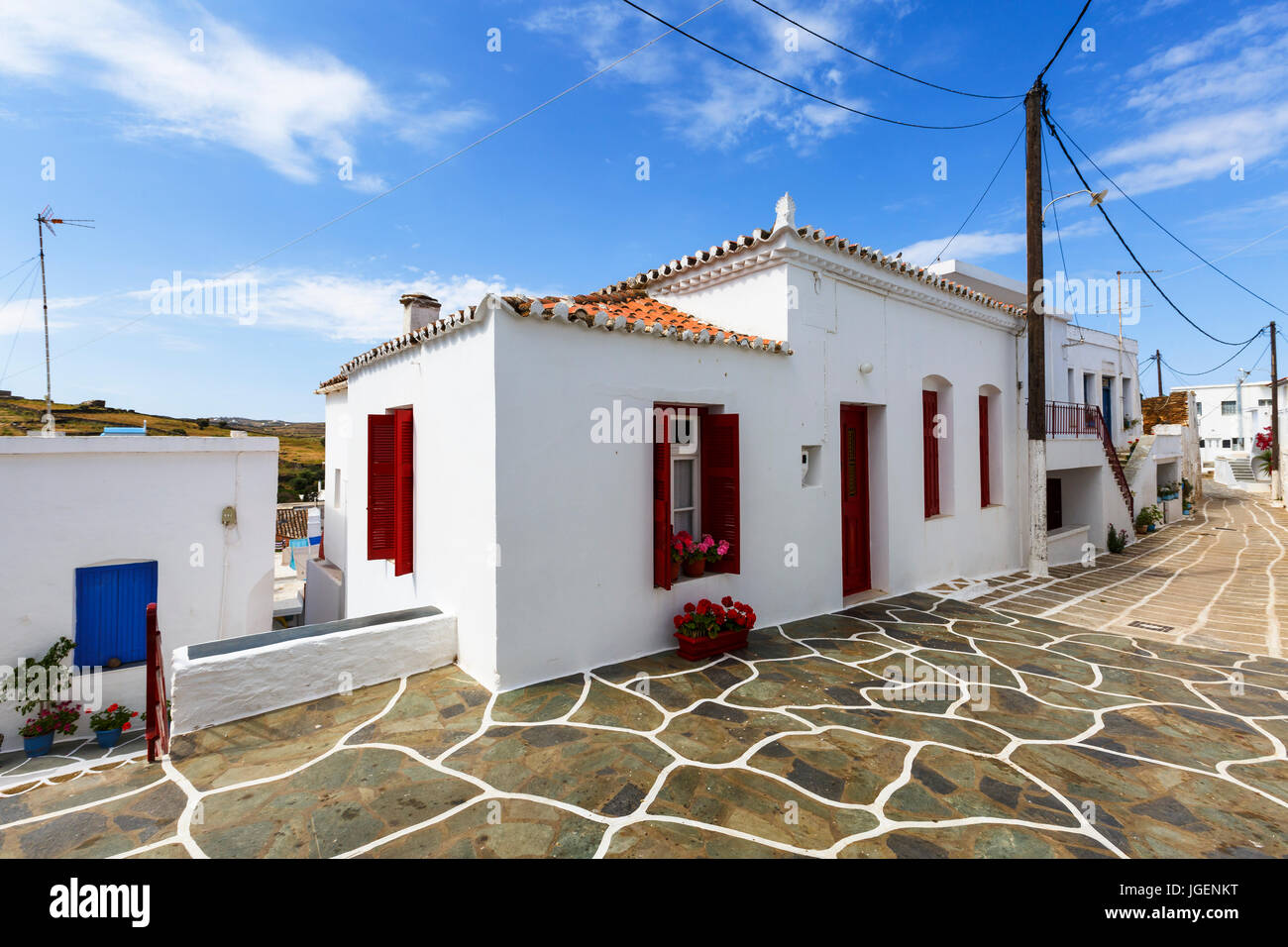 Messaria village on Kythnos island in Greece. Stock Photo