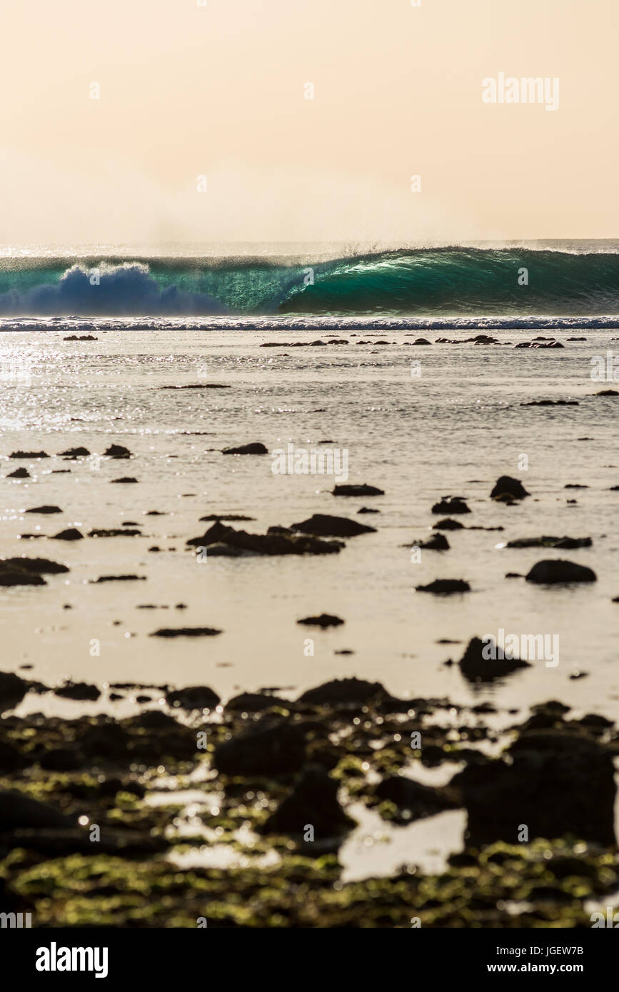 7th June 2017; Desert Point, Lombok, Indonesia.; Surfers from around the world enjoy the extreme