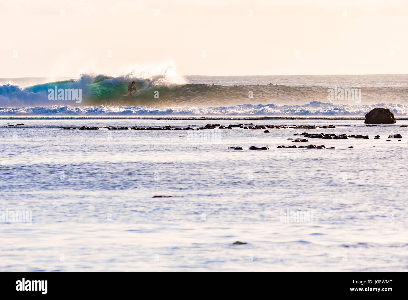 7th June 2017; Desert Point, Lombok, Indonesia.; Surfers from around the world enjoy the extreme
