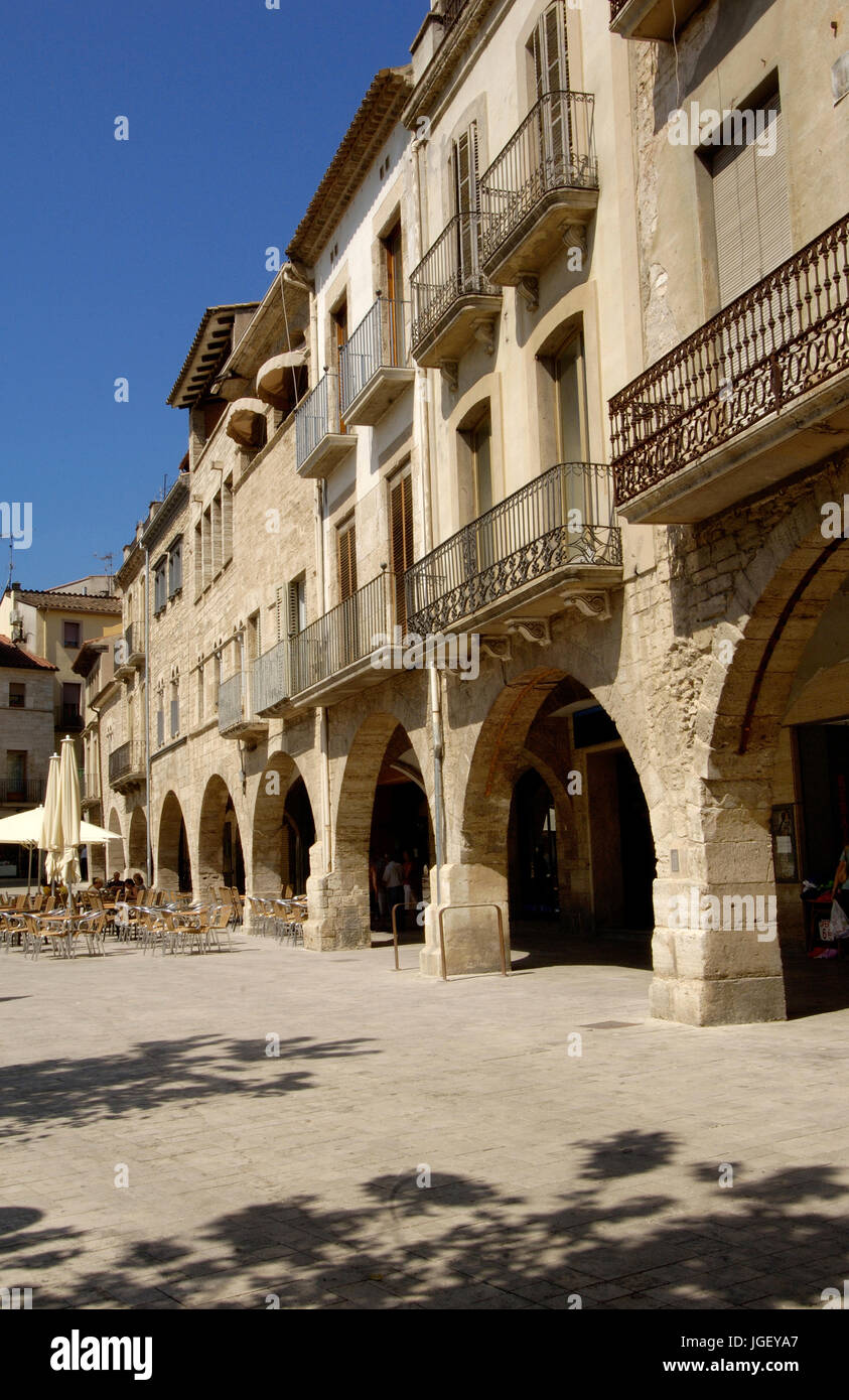 Main square of Banyoles, Girona province, Catalonia, Spain Stock Photo