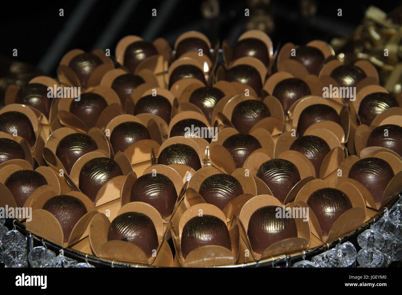 Sweets, chocolate truffles, marriage, party,2016, Merces, Minas Gerais, Brazil. Stock Photo