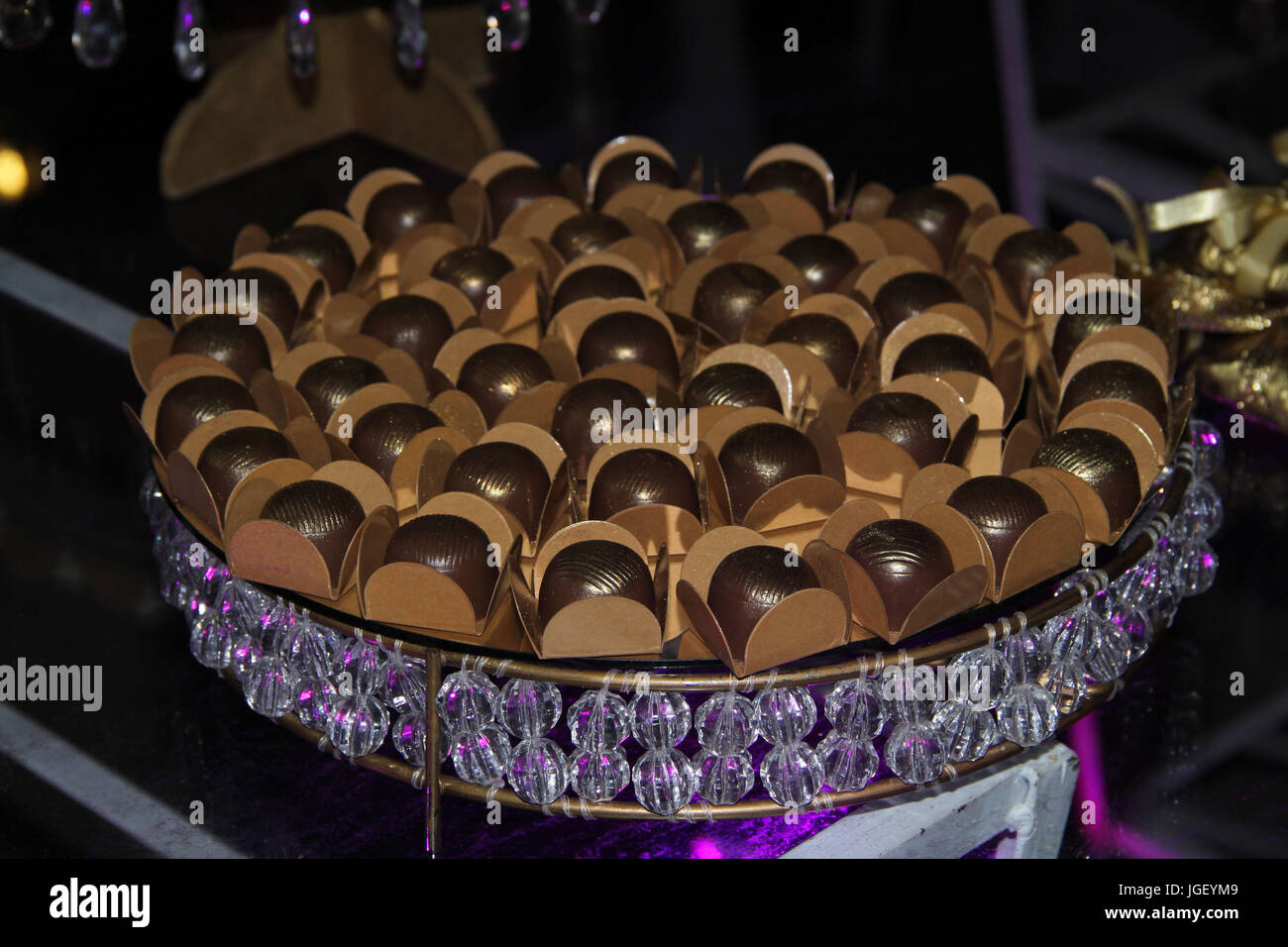 Sweets, chocolate truffles, marriage, party,2016, Merces, Minas Gerais, Brazil. Stock Photo