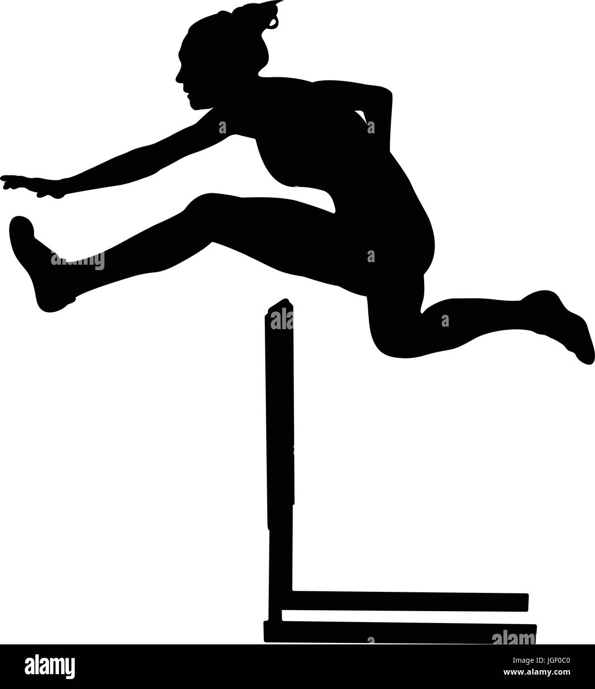 100 m hurdles woman runner athlete black silhouette Stock Vector