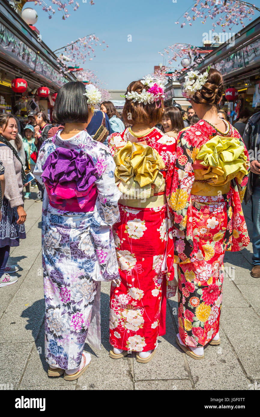 Traditional Japanese kimono dress in Asakusa, Tokyo, Japan Stock Photo