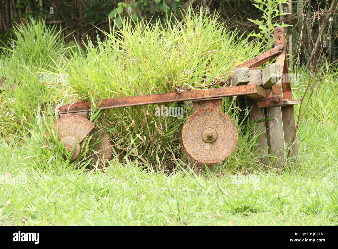 Equipment, plowing, land, suburbs, 2014, Capital, São Paulo, Brazil. Stock Photo