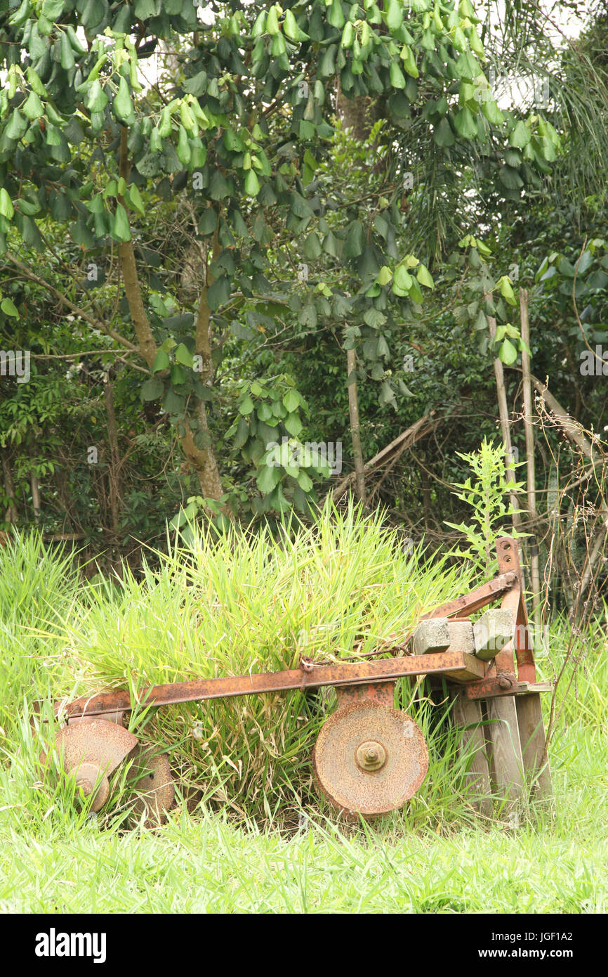 Equipment, plowing, land, suburbs, 2014, Capital, São Paulo, Brazil. Stock Photo