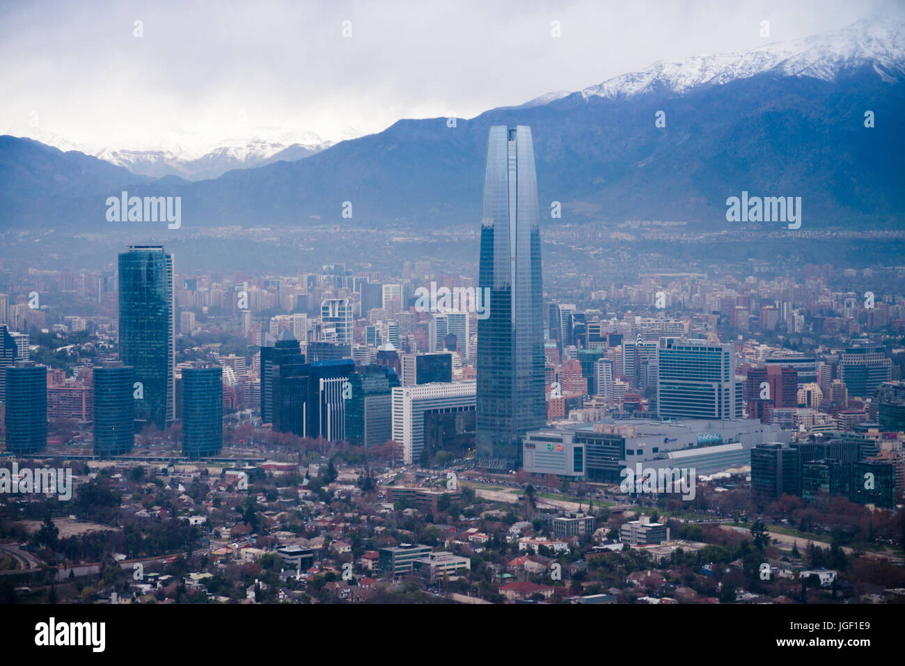 Panoramic city view of Santiago de Chile Stock Photo