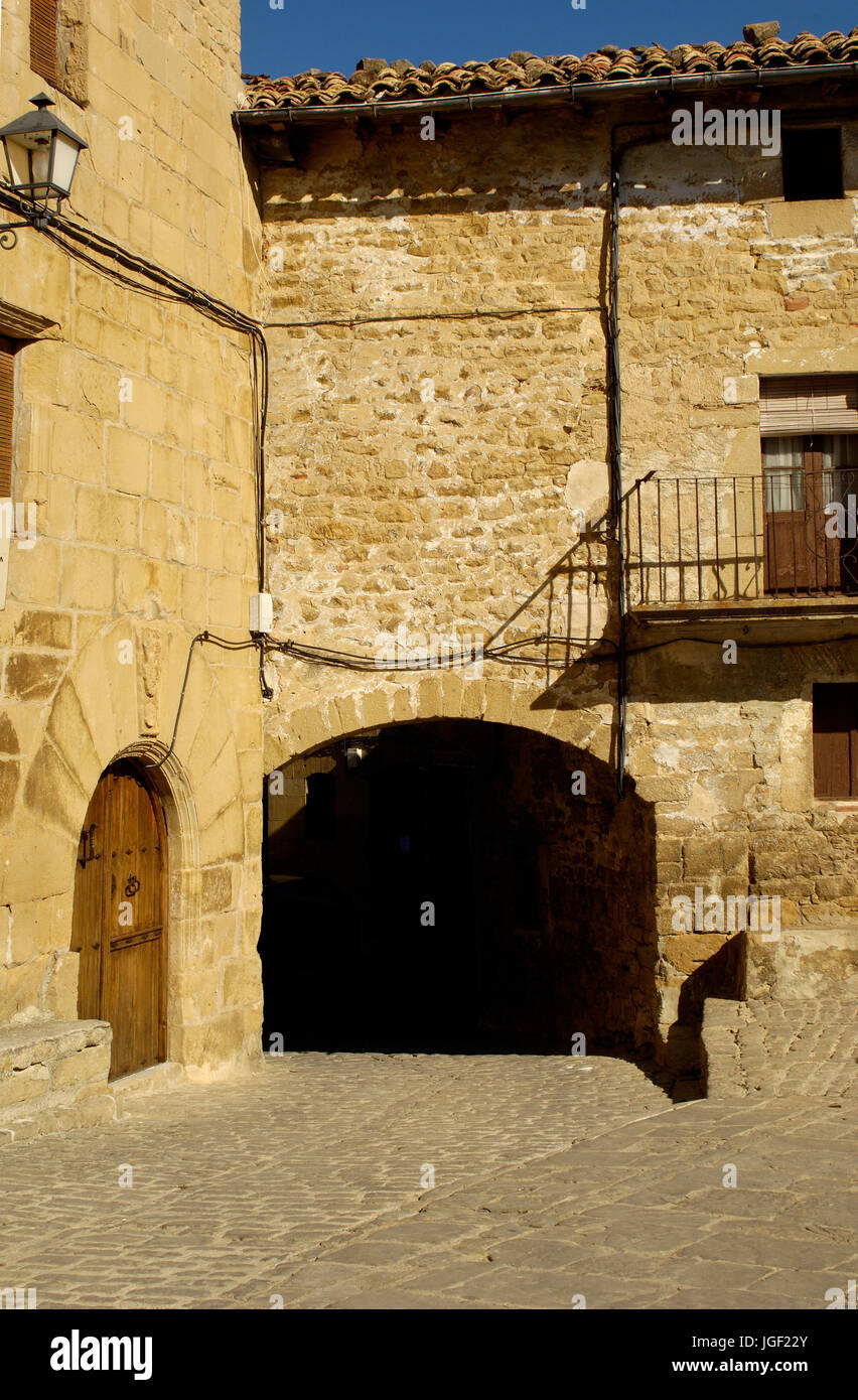 Inside of the medieval of  village, Ujue, Navarra, Spain Stock Photo