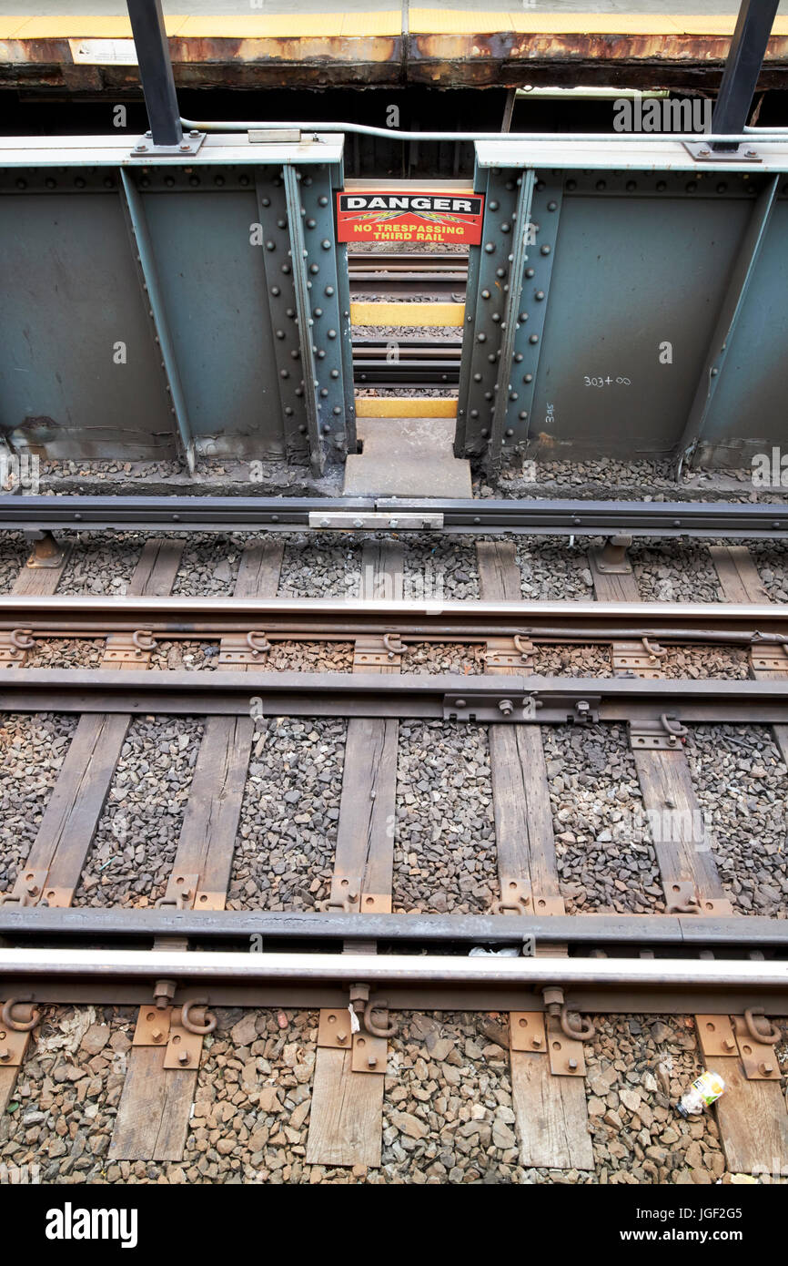 t-line train tracks and electrified line Boston USA Stock Photo