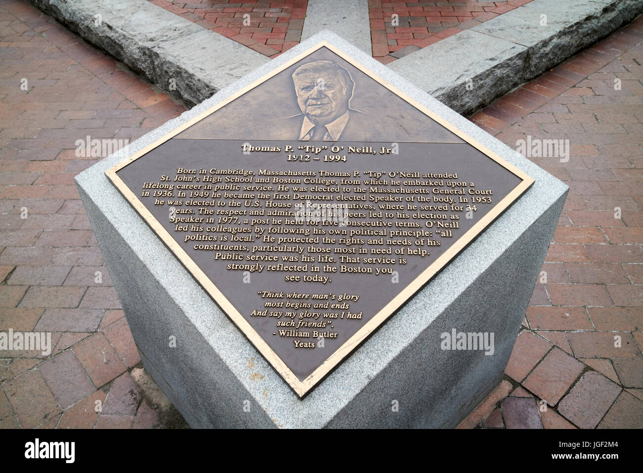 tip o'neill memorial plaque portal park Boston USA Stock Photo