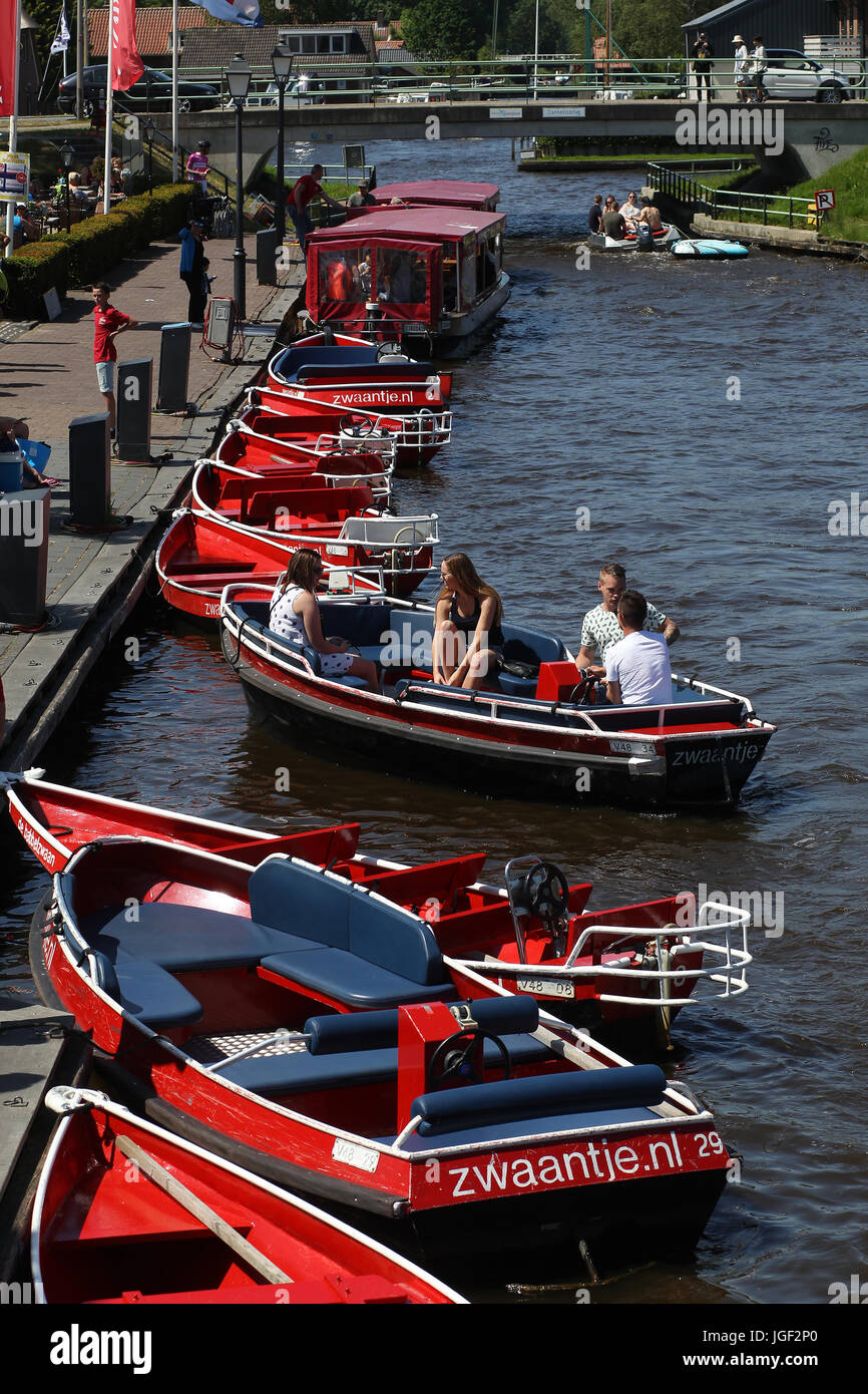 Giethoorn, the Netherlands is known for canals and thatched roof houses.  Province of Overijssel. Stock Photo