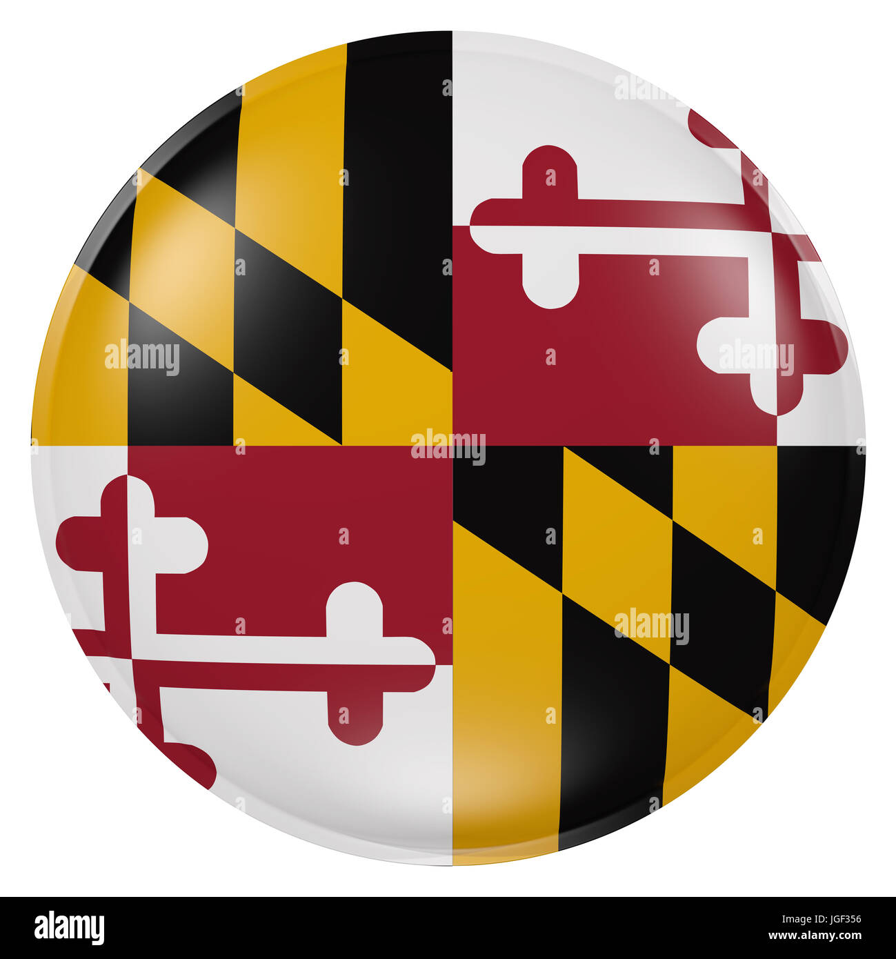 3d rendering of Maryland State flag on a button Stock Photo - Alamy