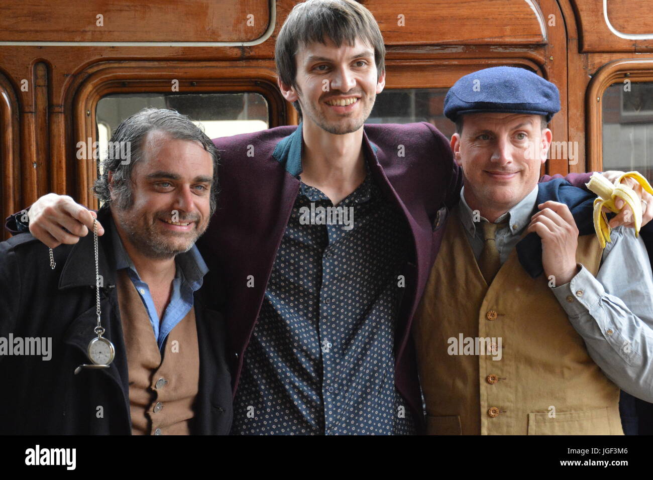 Peter Ginn and Alex Langlands at Bluebell Railway during filming for the  BBC TV Series The Victorians Stock Photo - Alamy
