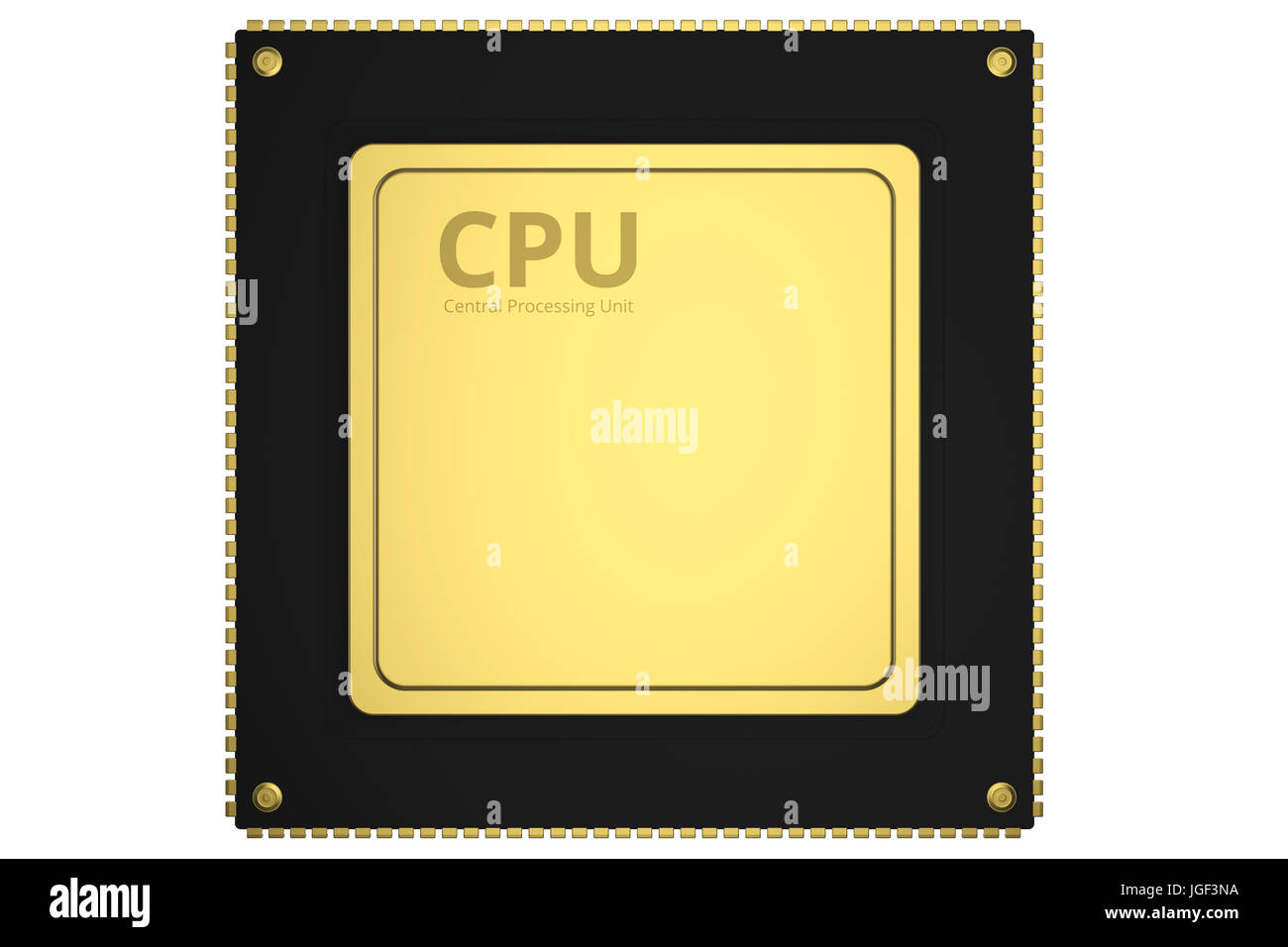 3d rendering gold cpu chip isolated on white Stock Photo