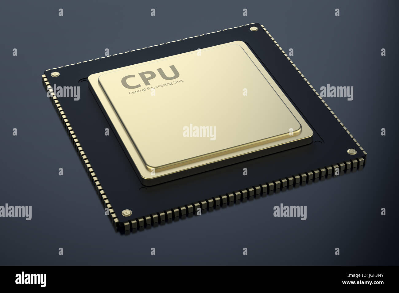 3d rendering gold cpu chip on black background Stock Photo - Alamy