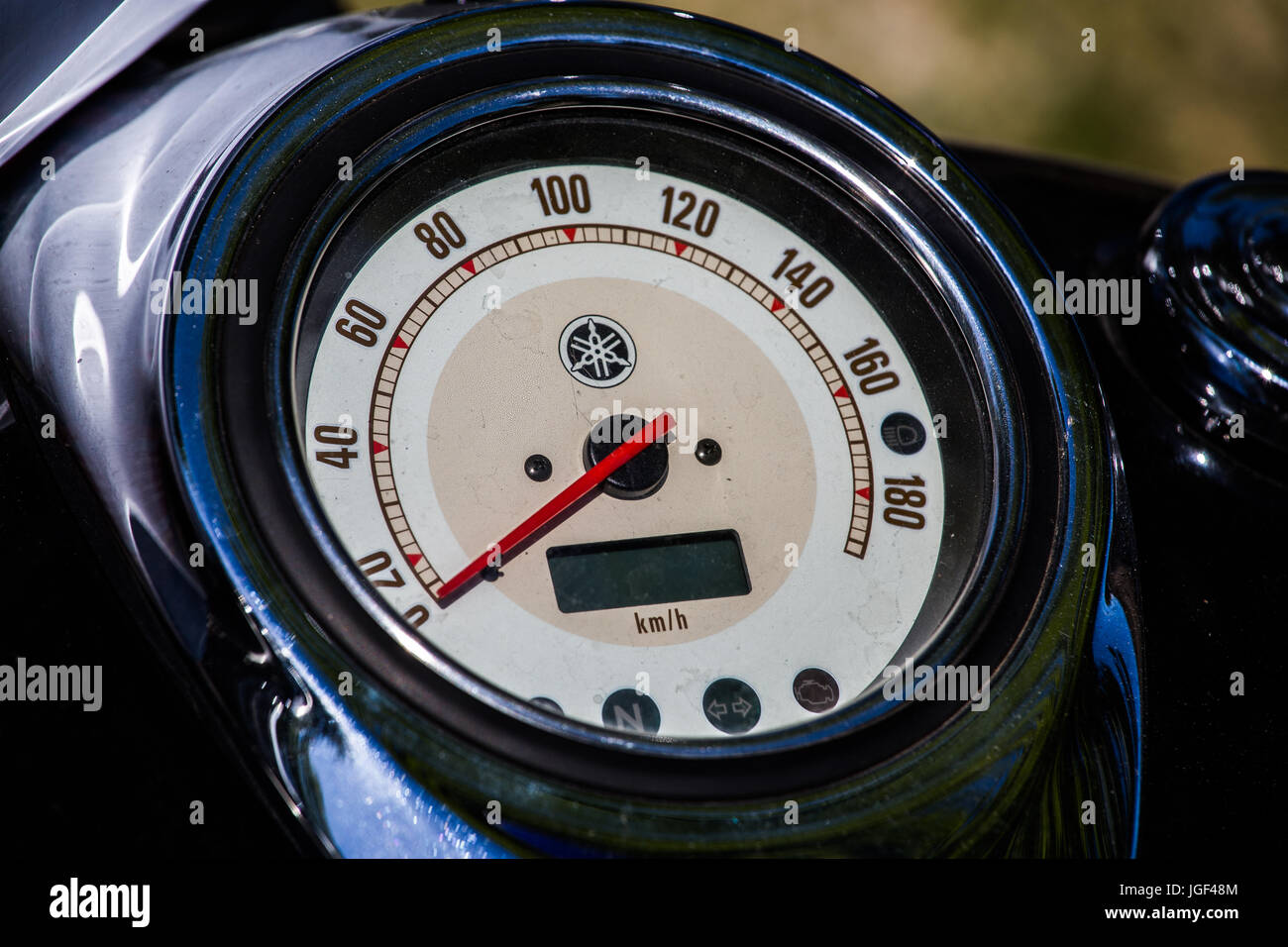 Speedometer on a motorcycle's dashboard Stock Photo Alamy