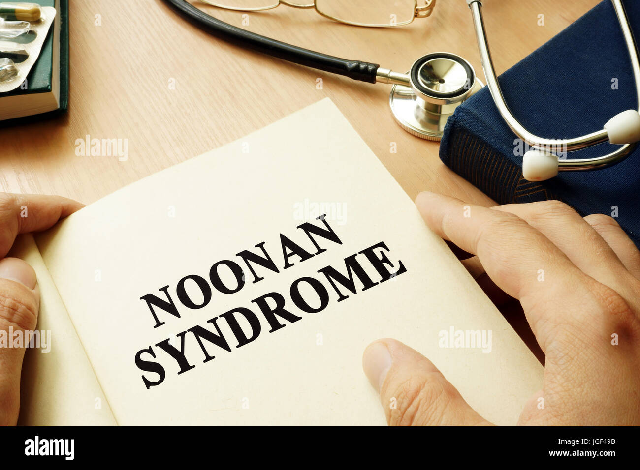 Book with title Noonan Syndrome on a table. Stock Photo