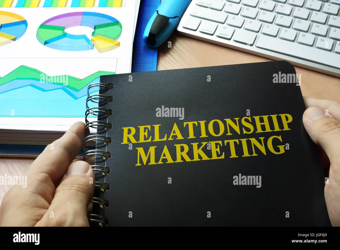 Documents with title relationship marketing. Stock Photo