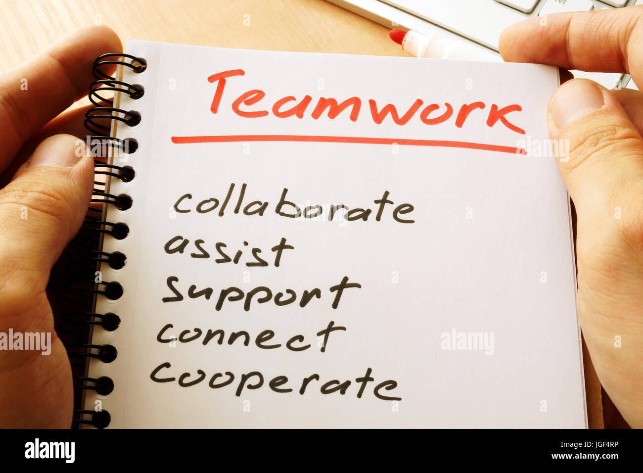 Title Teamwork written by hand. Stock Photo