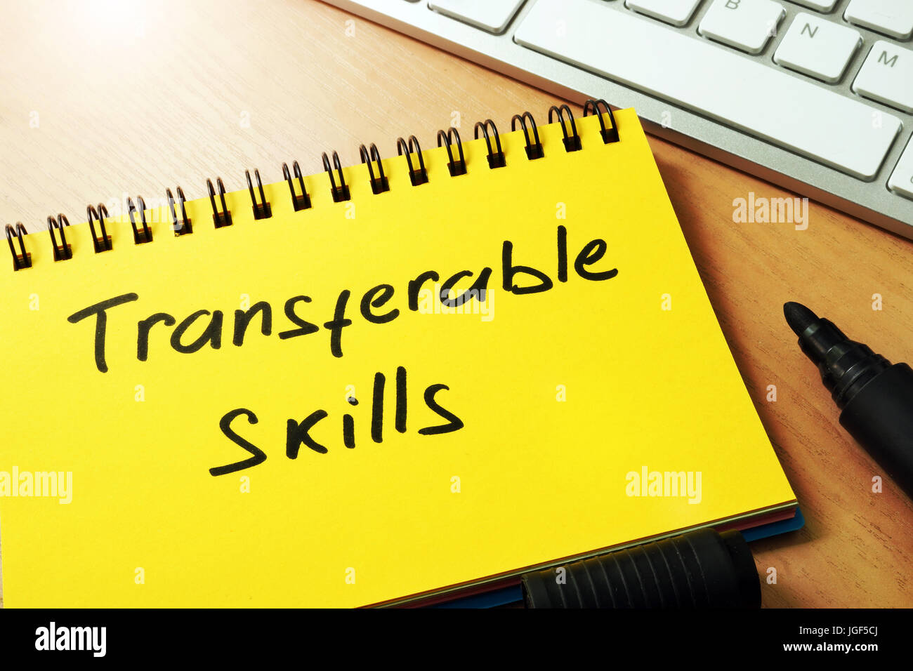 Transferable skills written on a page of notepad. Stock Photo