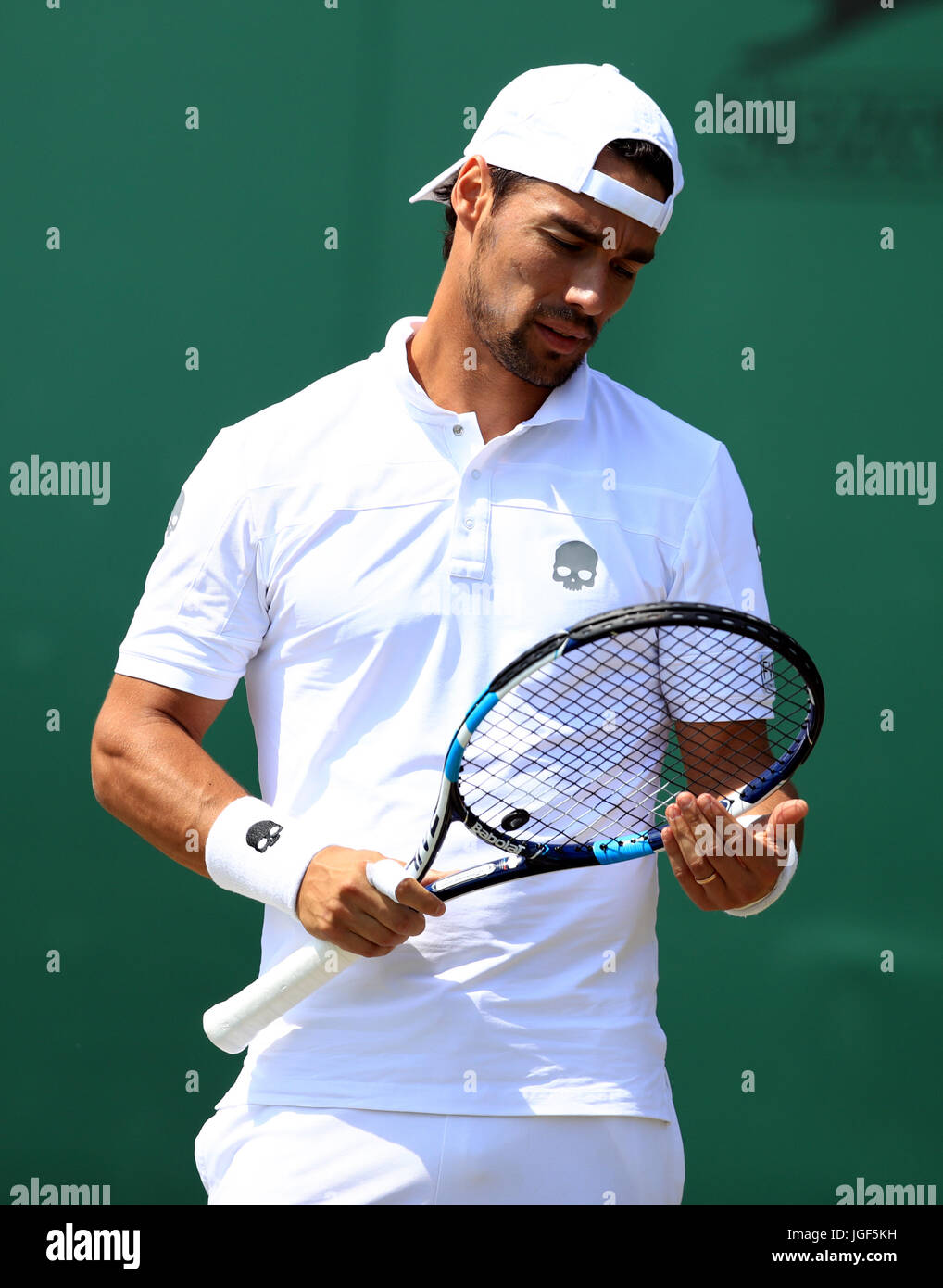 Fabio Fognini during a doubles match against Henri Kontinen and John