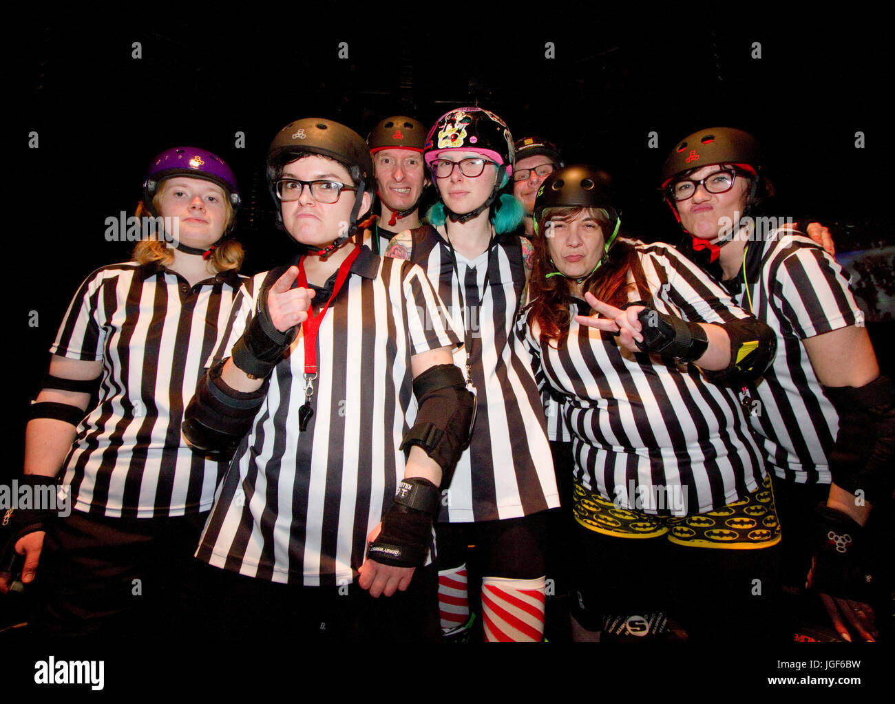 Roller derby referees Stock Photo Alamy