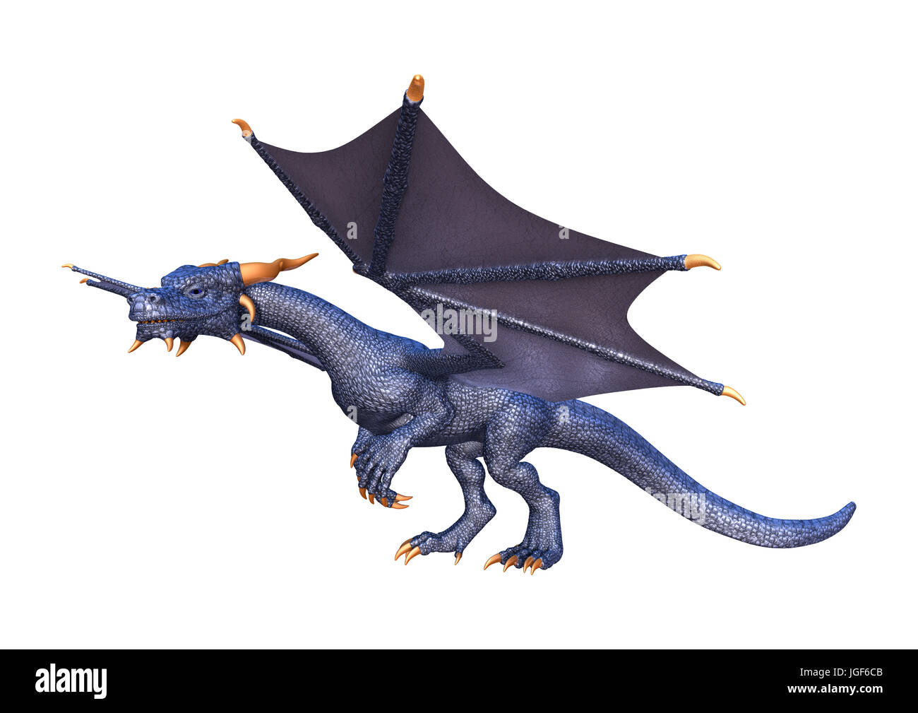 3D rendering of a blue fantasy dragon isolated on white background ...
