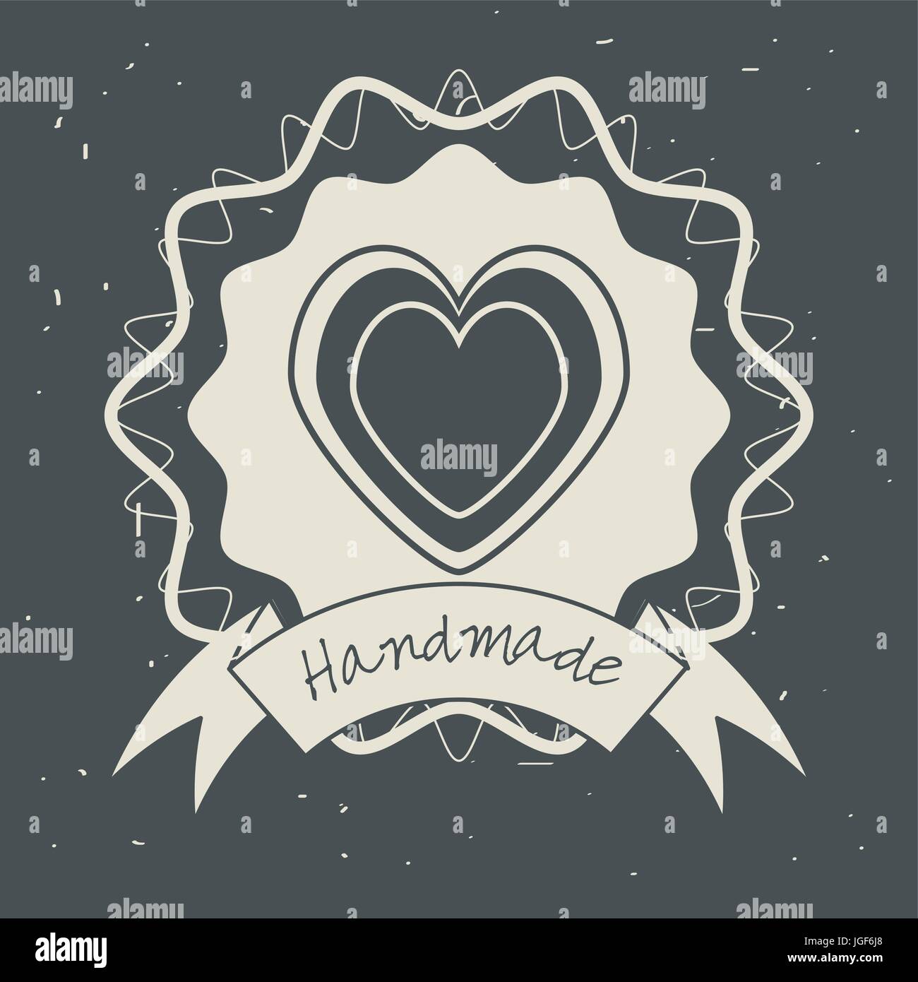 emblem heart shape with ribbon decoration design vector illustration ...