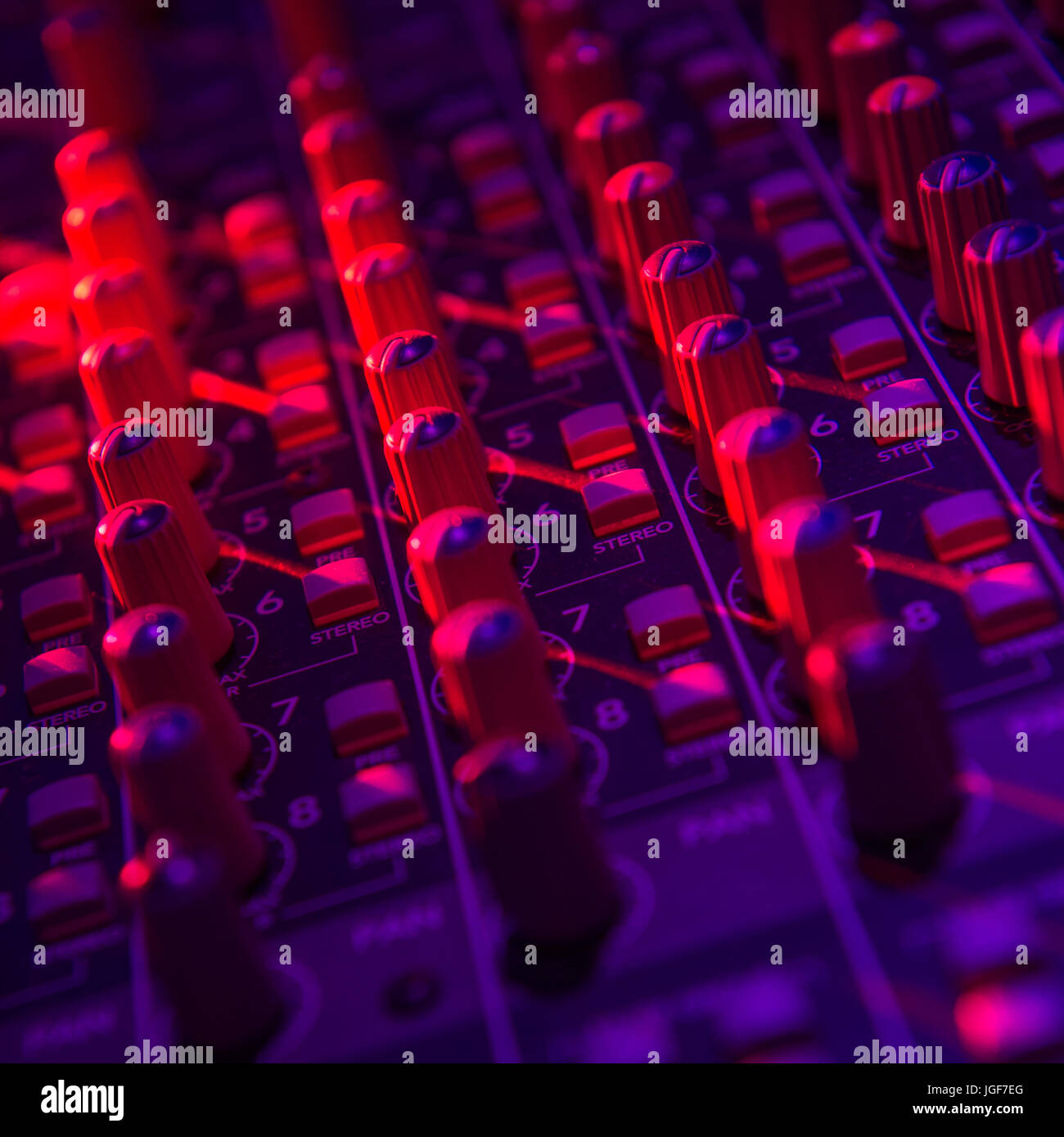 Sound music mixer control panel and light scene Stock Photo Alamy