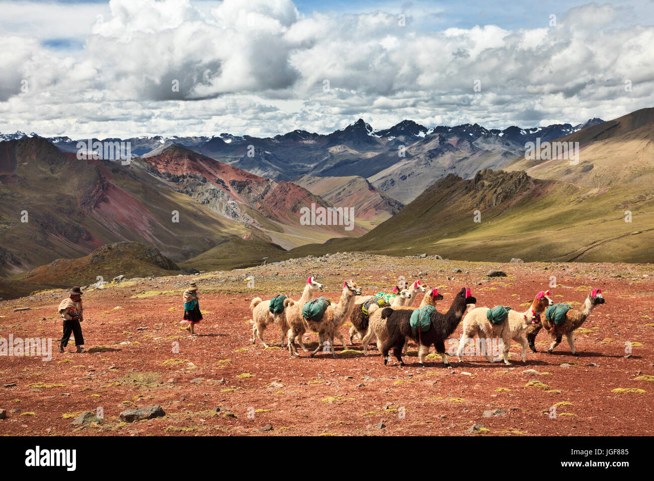 The foothills of the Ausangate mountain range, Cusco, Peru. Stock Photo