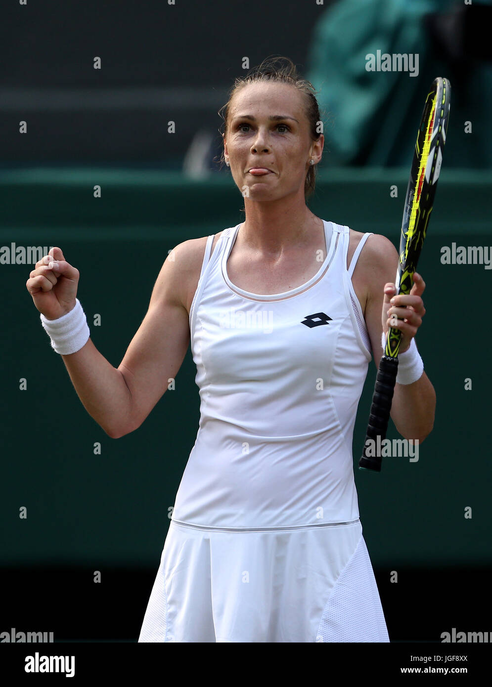 Magdalena Rybarikova celebrates beating Karolina Pliskova on day four