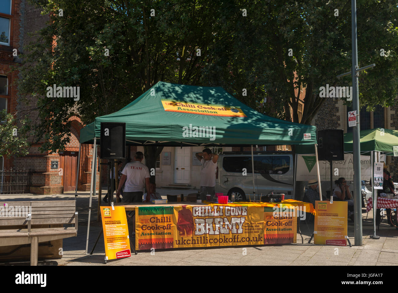 Chilli eating competition stall Stock Photo Alamy