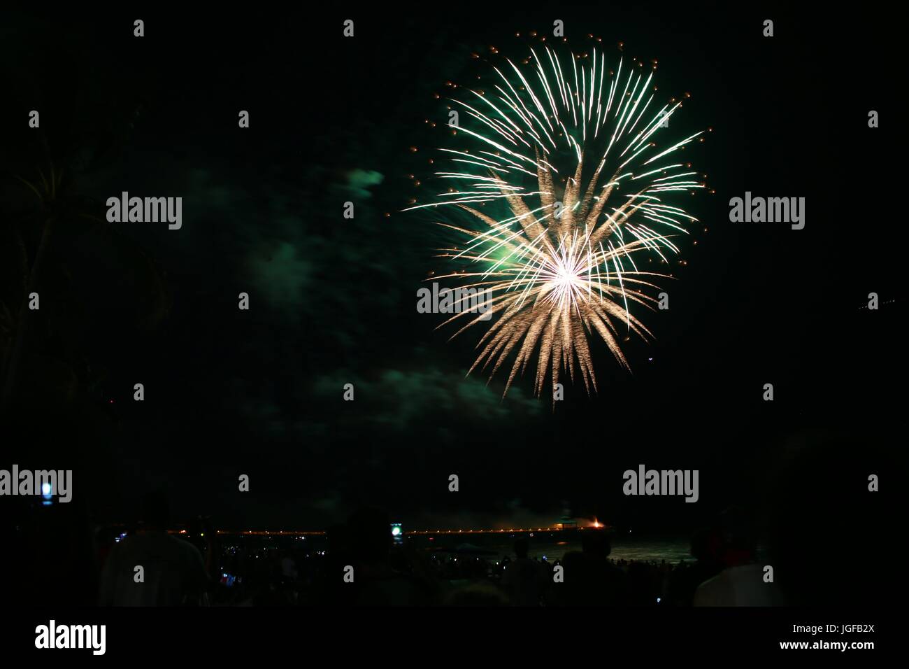 Fireworks Being Launched off the Deerfield Beach, Florida Fishing Pier