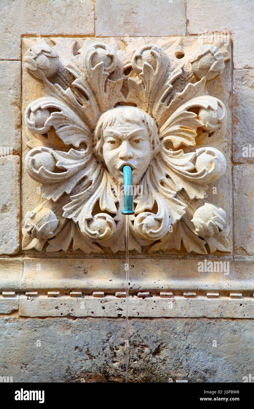 Ancient drinking water fountain in Old town of Dubrovnik, Croatia Stock Photo