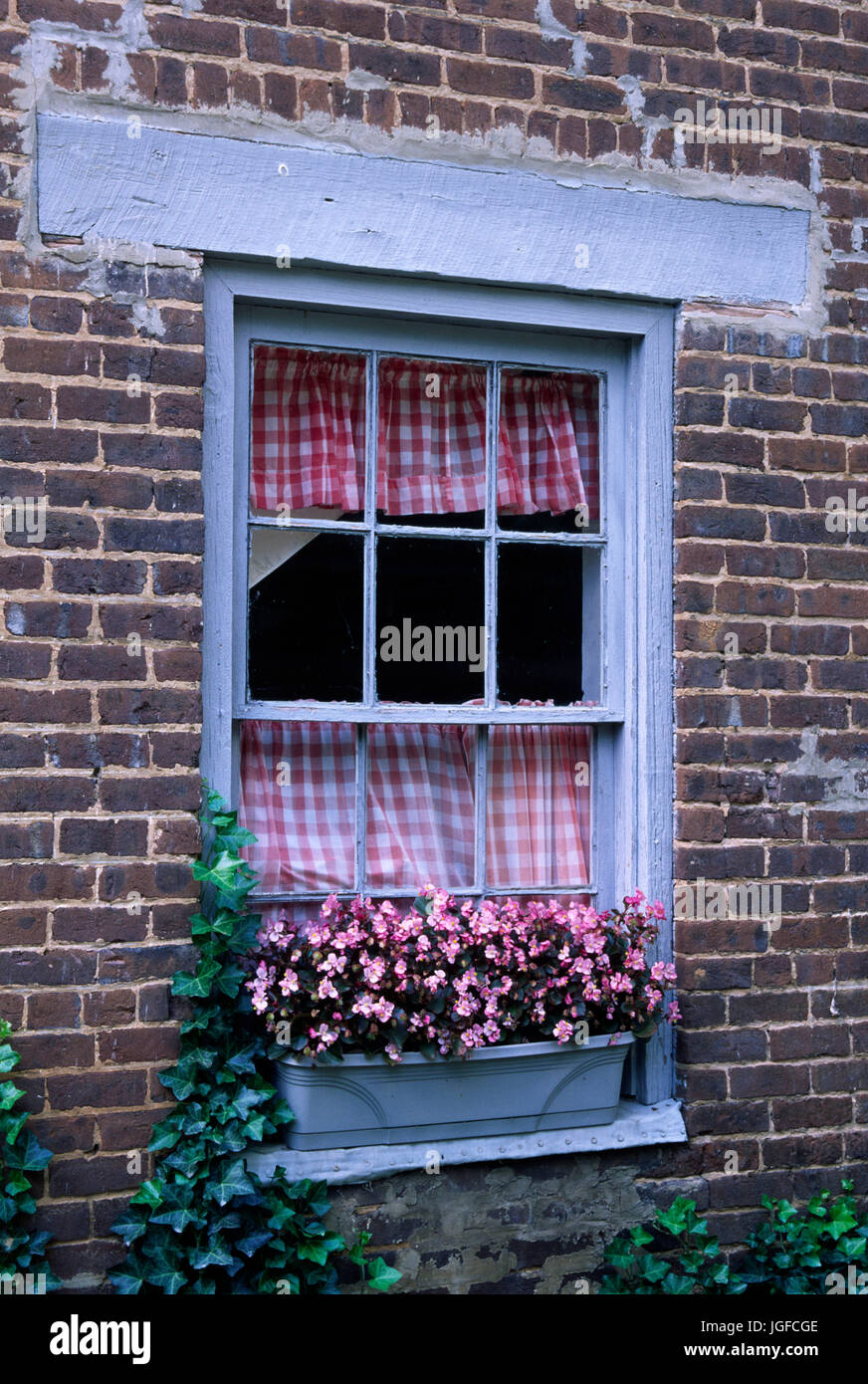 Falls Mill (1873) window, Franklin County, Tennessee Stock Photo