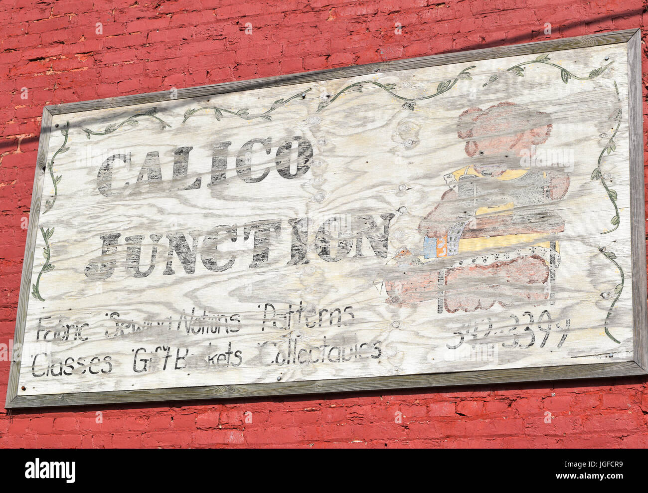 Calico Junction Sign in Winnsboro, Texas Stock Photo