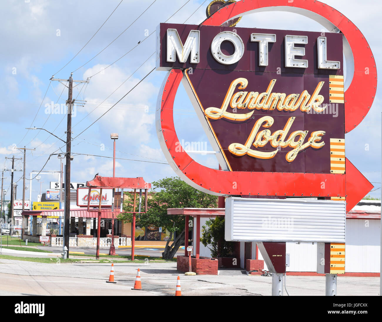 Old Larndmark Motel on the far west side of Fort Worth, Texas Stock Photo