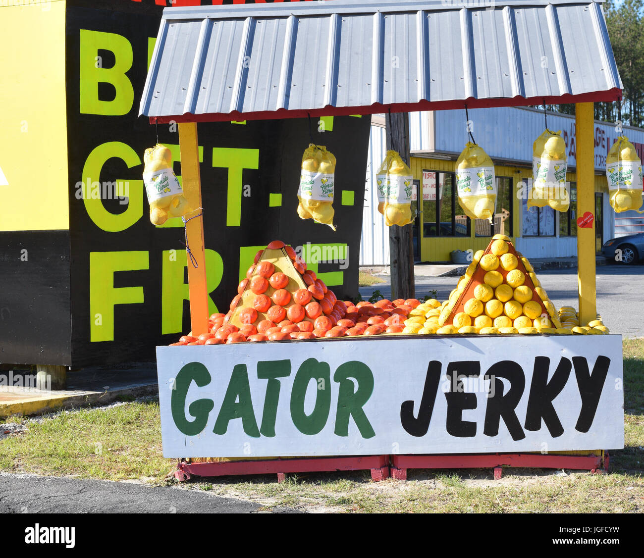 Roadside stand that sells alligator jerky in southern Georgia Stock Photo