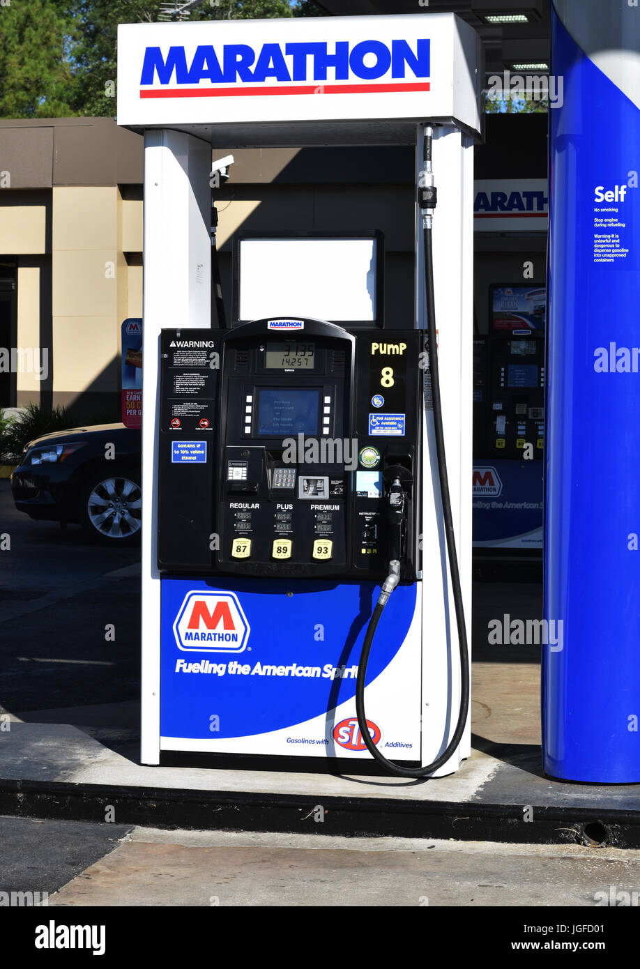 Marathon petrol gas station gas pump Stock Photo
