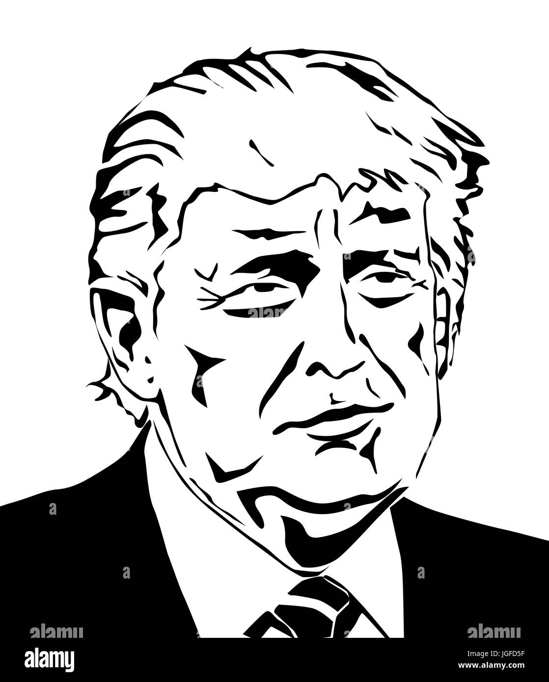 Donald Trump Vector Portrait Illustration The 45th President of the United States Stock Photo