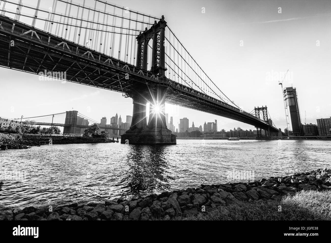 Manhattan Bridge taken from Brooklyn DUMBO, New York City Stock Photo